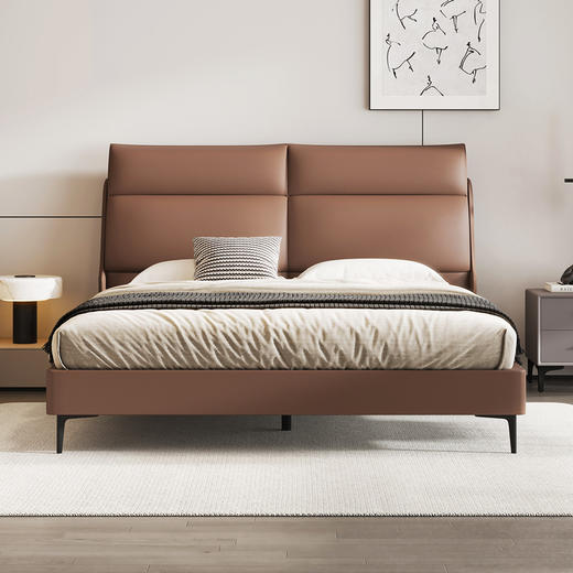 喜梦宝软床简约意式主卧生态真皮床1.8米皮艺软床轻奢双人床 商品图0