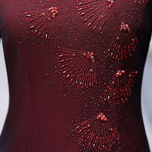 MLY复古风婚礼宴会旗袍喜婆婆中长过膝裙 商品图3