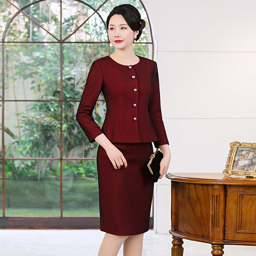 MLY秋装新款两件套钉珠中长款过膝圆领开衫外套妈妈装 商品图0