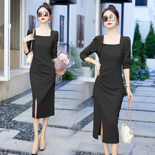 纯色简约，修身时尚潮流女人连衣裙HR-BBL23001 商品图1