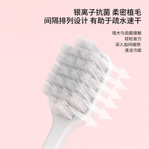 抗菌护龈宽头软毛牙刷 超市22元2支 银离子抗菌宽头牙刷 柔软植毛 呵护牙龈 简约防滑软胶设计 商品图4
