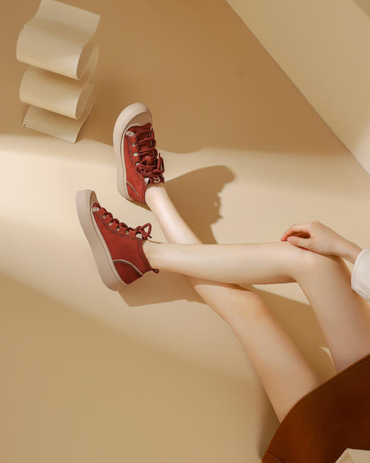 西村名物2023秋季新品舒适厚底高帮鞋机车风短靴X23DS44241 商品图0