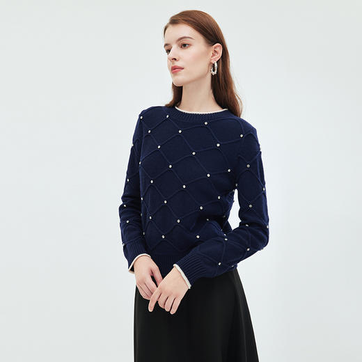 EITIE爱特爱冬季100%绵羊毛套头纯色打底基础款修身针织衫7201904 商品图2