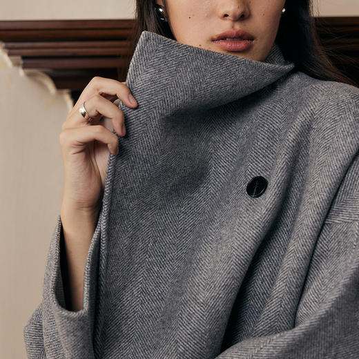 IN AND ON羊毛大翻领双面呢大衣21610 商品图9