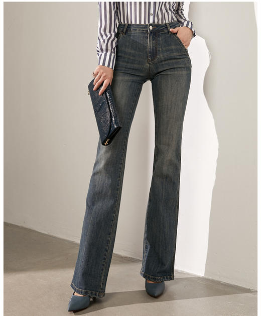 ”魔腿神裤“牛仔裤显腿长微喇叭魔腿神裤女人味修身显瘦J203K4554颈袖添香 商品图5