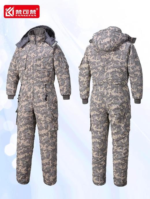 连体工作服男加厚棉服冬季防泼水连体工装钓鱼冷库仓库防寒工服 商品图0