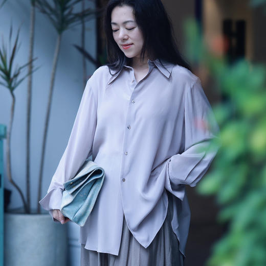 香芋紫灰色真丝衬衫late bloomer 商品图2