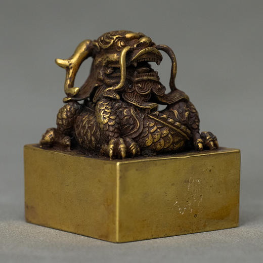 清 铜鎏金龙钮印章 商品图0