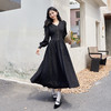 西遇法式宫廷风连衣裙女2023年秋季新款V领收腰复古优雅长袖长裙12038386 商品缩略图1