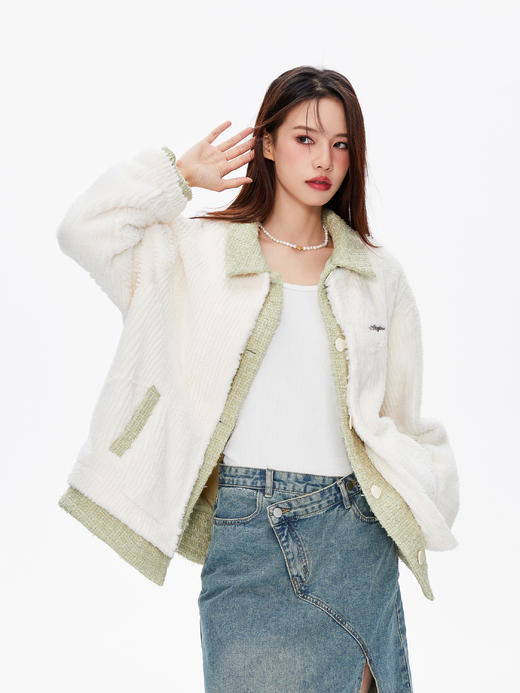 NTOT/NOTWT23027/小香风假两件兔毛外套 商品图2