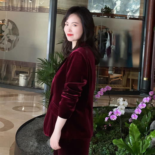 圣三利女装  时尚优雅金丝绒X形西装外套SL2032149 商品图3