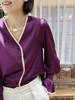TYNVIE 雪纺木耳边装饰花瓣袖长袖上衣-紫色 商品缩略图1