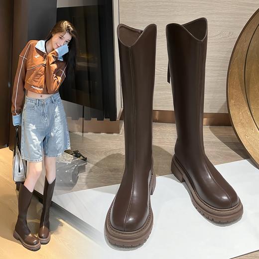 ZHR长筒靴女2023秋季新款简约风气质长筒靴舒适百搭不过膝骑士靴 商品图8