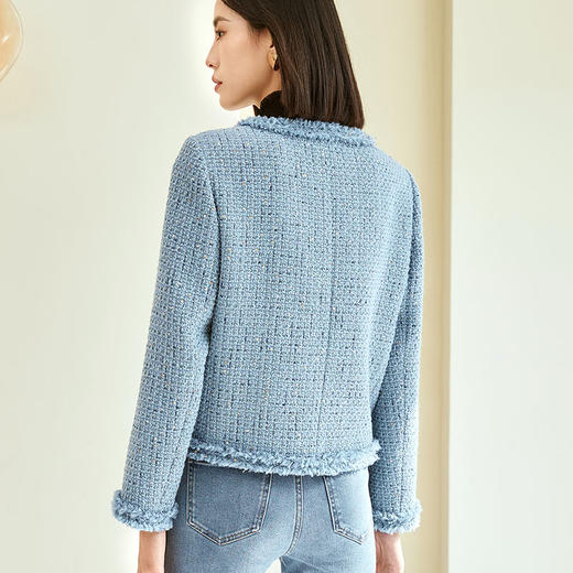 玳莎小香风箱型外套女秋季亮片拉毛高级感粗花呢圆领上衣  DC37305 商品图3