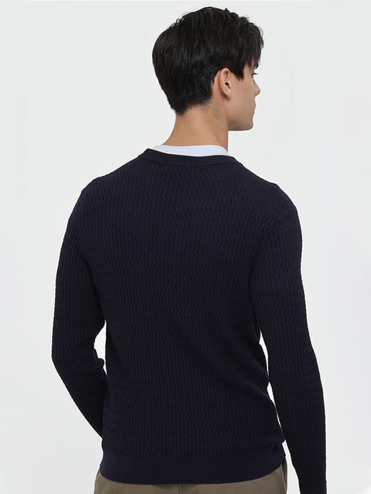 callisto藏青全绵羊毛长袖针织衫 FSKNW200C NA 商品图2