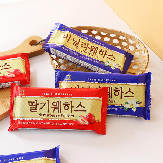 韩国西洲香草味/草莓味薄脆威化饼干50g 片片酥香口感细腻 056968/057387 商品图1