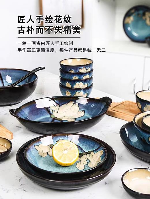 碗具玉泉馨兰韩式创意饭碗家用日式汤碗面碗陶瓷碗碟餐具中式套装盘 子 商品图4