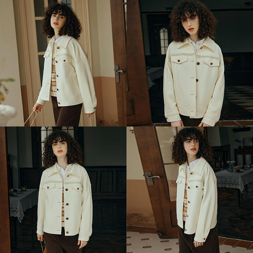 OLrain欧芮儿小香风短外套女初秋2023新款宽松立体花边夹克式上衣 商品图1