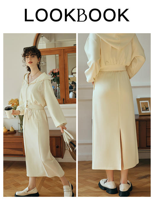 OLrain欧芮儿针织半身裙女初秋2023年新款高腰中长款运动风开叉裙 商品图3