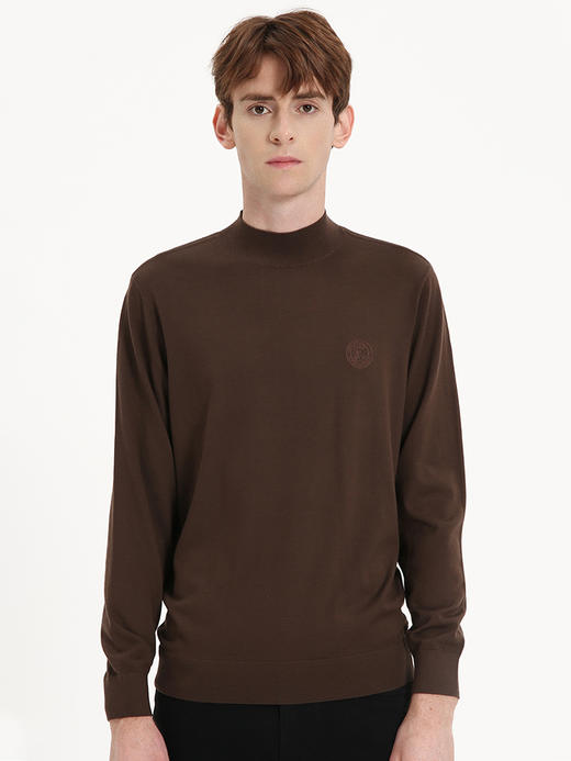 callisto咖色全绵羊毛圆领长袖毛衣 FSKNW131T BR 商品图1