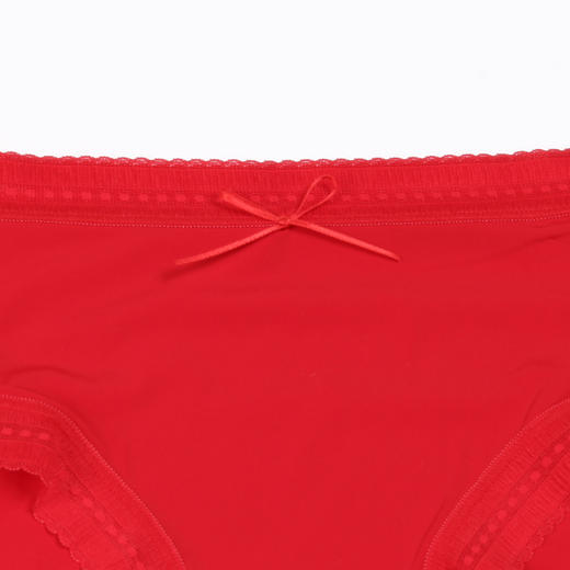 都市丽人基础系列锦泳薄透丝滑中腰平角女士内裤新年本命年红品LK32D2 商品图4