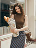 OLrain欧芮儿咖色针织背心吊带女早秋2023新款修身半高领无袖上衣 商品缩略图0