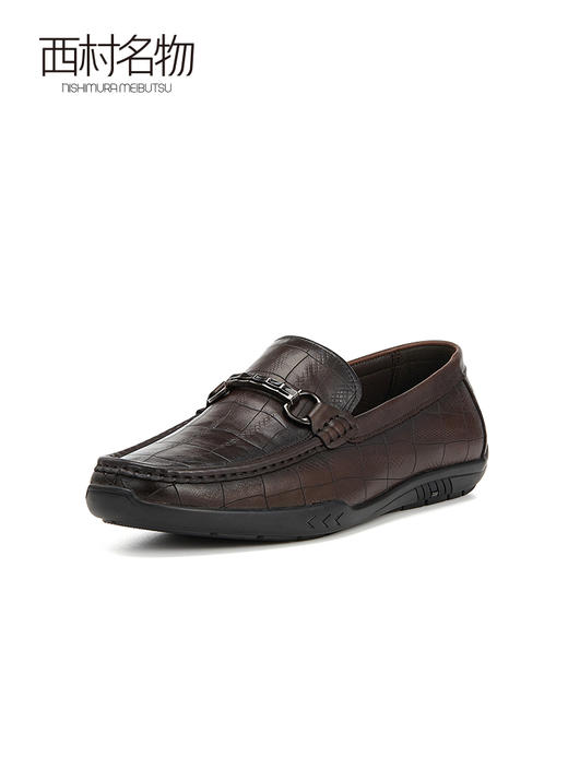 西村名物2023秋季新品软底牛皮豆豆鞋休闲软皮鞋通勤一脚蹬X13CW34631 商品图0
