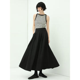 COCOBELLA黑色捏褶蓬松大摆半身长裙女高腰遮胯OL伞裙HS89