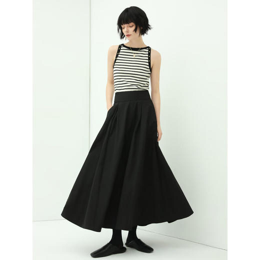 COCOBELLA黑色捏褶蓬松大摆半身长裙女高腰遮胯OL伞裙HS89 商品图0