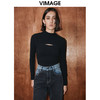 VIMAGE纬漫纪秋季新款黑色镂空设计感上衣V2013614 商品缩略图4