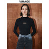 VIMAGE纬漫纪秋季新款黑色镂空设计感上衣V2013614 商品缩略图0
