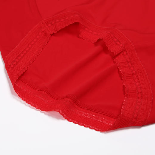 都市丽人基础系列锦泳薄透丝滑中腰平角女士内裤新年本命年红品LK32D2 商品图6