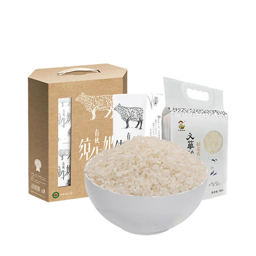 【 江南良宵有机礼1】 义箪稻粱稻花香大米归一有机纯牛奶中秋送礼组合装 商品图0