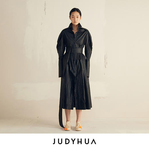 JUDYHUA 纸质涂层肌理J款衬衫裙 商品图0