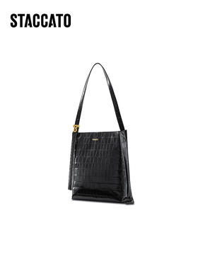 【2F】思加图2023秋季新款高级托特包小方包单肩包黑色背提女包X3043CX3