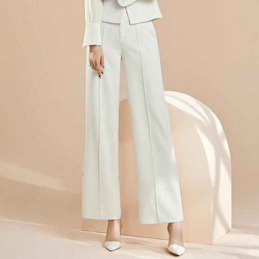 百姿 直筒阔腿裤2023秋季新款西装裤垂感宽松裤子高腰长裤92002 商品图0