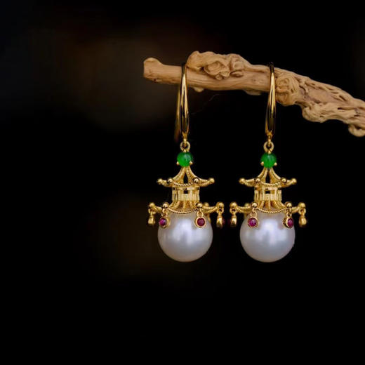 龢盒原创 琼‮玉楼‬宇，繁‮盛华‬景 淡水爱迪生珍珠耳坠耳环 商品图1