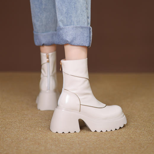 时尚简约，厚底粗跟后拉链短靴YS-ZA2638 商品图2