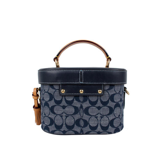COACH 奥莱款女士牛仔布配皮单肩斜挎手提包 商品图3