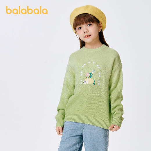 巴拉巴拉童装女童毛衣秋冬保暖甜美内搭儿童毛衫中大童套头绣花潮 商品图2