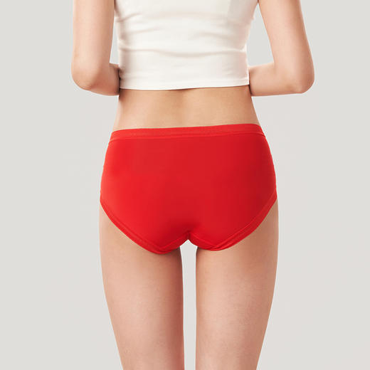 都市丽人基础系列锦泳薄透丝滑中腰平角女士内裤新年本命年红品LK32D2 商品图3