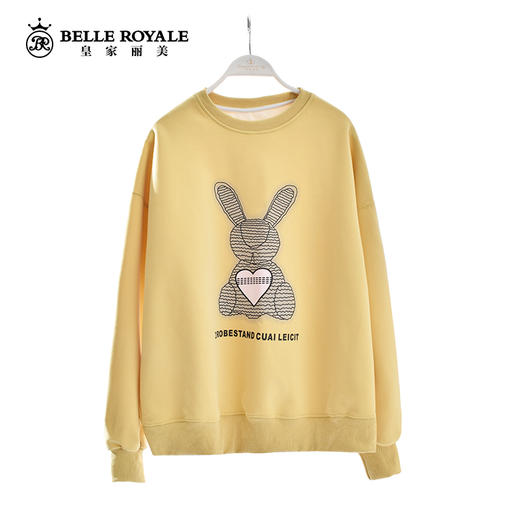 春秋款卫衣女士小众圆领字母小兔子印花棉宽松无帽长袖上衣SZ2676/2677 商品图0