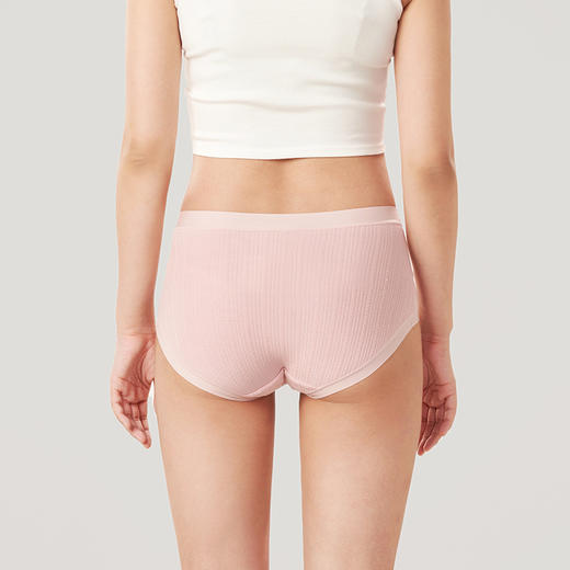 都市丽人基础系列人棉提花宽版包覆中腰平角女士内裤新年本命年红品LK35E1 商品图3