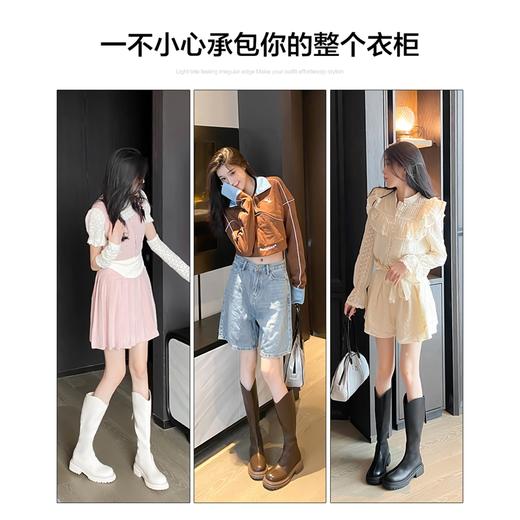 ZHR长筒靴女2023秋季新款简约风气质长筒靴舒适百搭不过膝骑士靴 商品图12