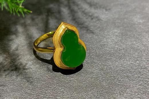 【御珠宫坊】金镶碧玉葫芦戒指 商品图1