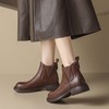 ZHR平底短靴女2023秋冬英伦质感便捷套脚松紧靴显瘦厚底圆头马丁 商品缩略图8