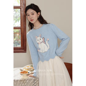 鹿向南《海盐布蕾妮》圆领短款毛衣2023新款慵懒设计感针织衫女