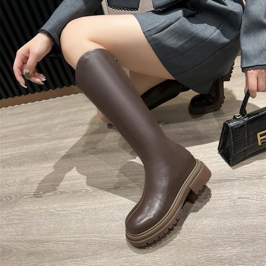 ZHR长筒靴女2023秋季新款简约风气质长筒靴舒适百搭不过膝骑士靴 商品图11