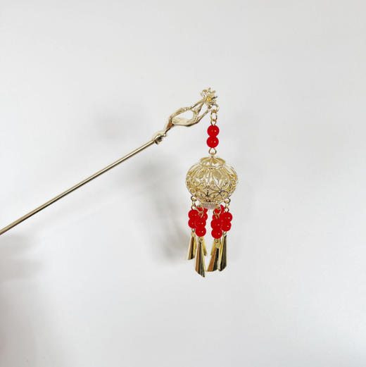 宫灯发光发簪古风步摇风铃簪子古典后脑勺灯笼盘发发钗高级感发饰 商品图5