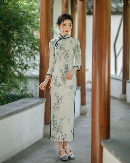 YM 9043日常改良气质旗袍名淑女显瘦长款连衣裙 商品图1